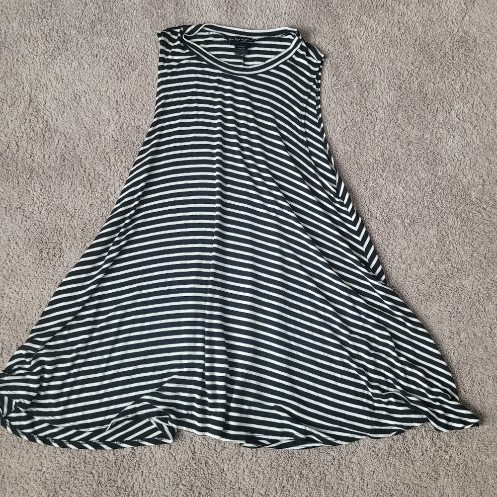 See You Monday Black and White Striped Midi Dress
